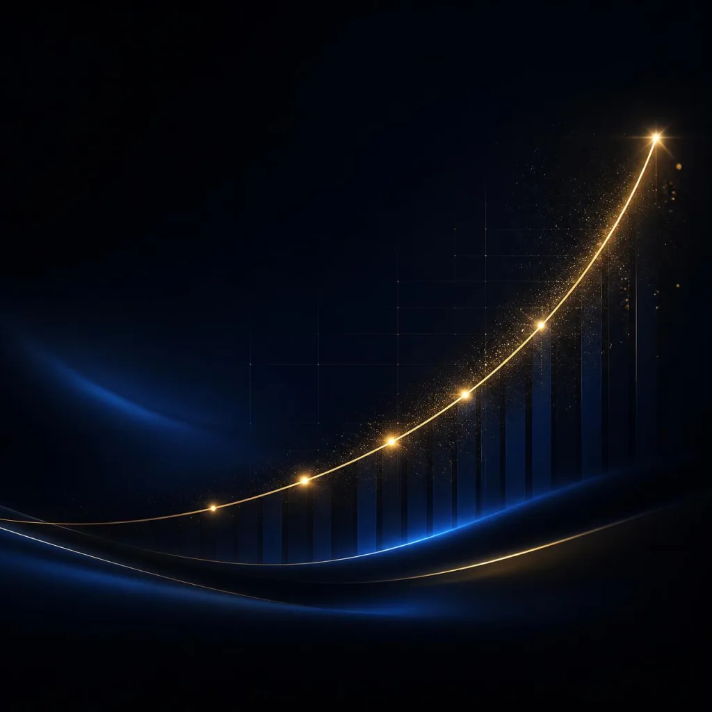 Upward growth curve representing predictable pipeline growth from Meta Ads